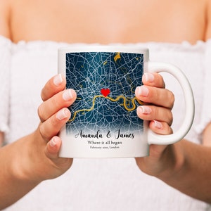 Custom Map Location Cup, Where It All Began Coffee Mug, Personalized Coffee Mug Gift, Engaged Map Location Coffee Cup