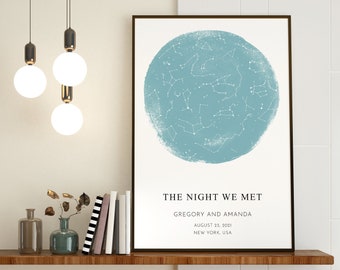 Custom Star Map Print, Personalized Constellation Art, Anniversary Gift