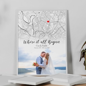 Où tout a commencé, cadeau de Saint-Valentin, cadeau de mariage, carte personnalisée, cadeau d’anniversaire, cadeau de petite amie, carte personnalisée, carte avec photo