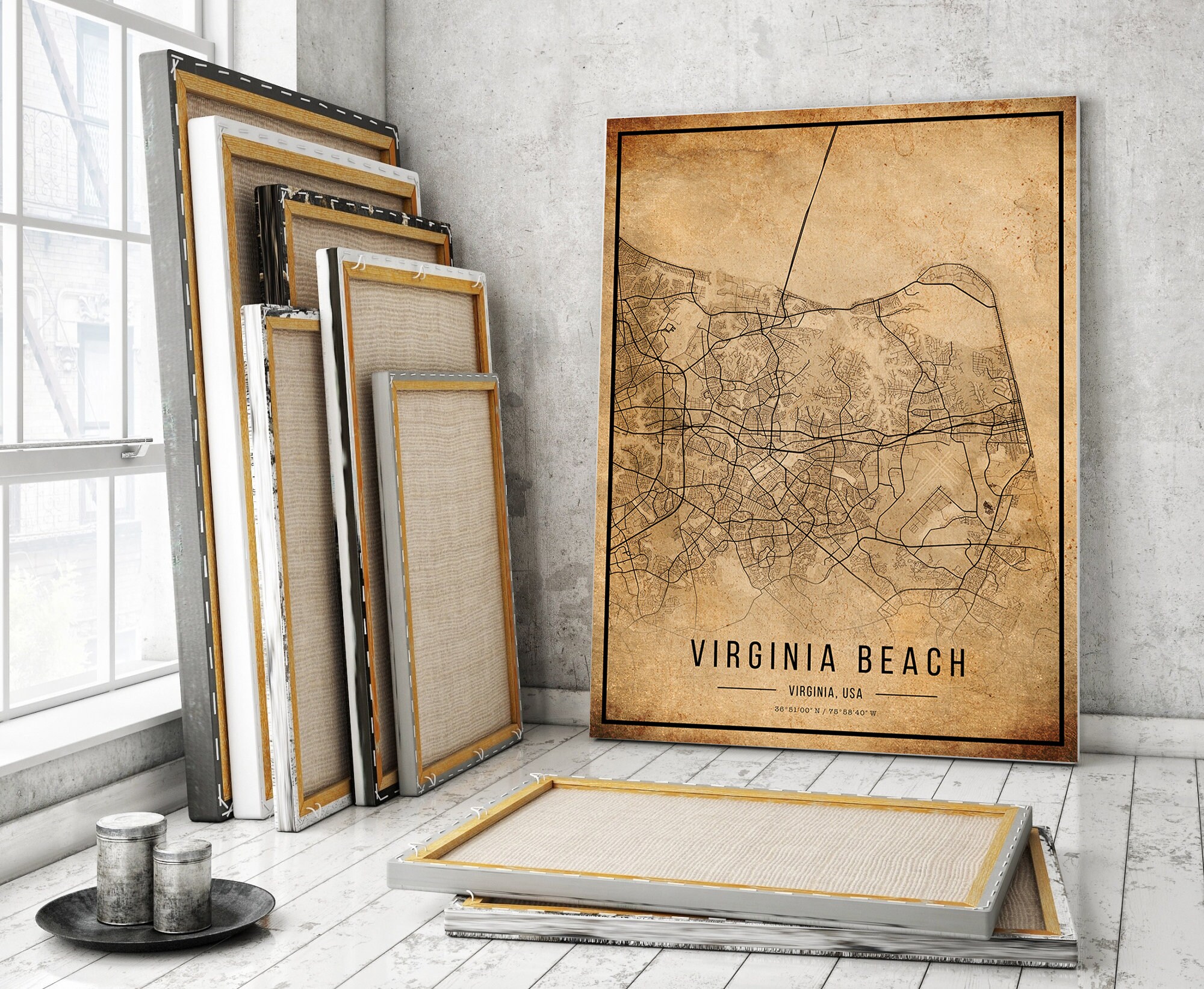 Virginia Beach Vintage Map Poster Virginia Beach Old Map Etsy