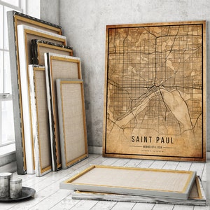 Saint Paul Vintage Map Poster, Saint Paul Old Map, Grunge Saint Paul Map, Minnesota Old Decor, Saint Paul City Maps Print, Canvas