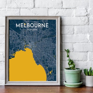 Melbourne Blue Map Poster, Melbourne City Blue Map Poster, Melbourne City Sign, Australien Karte druckbar, Melbourne Home Poster