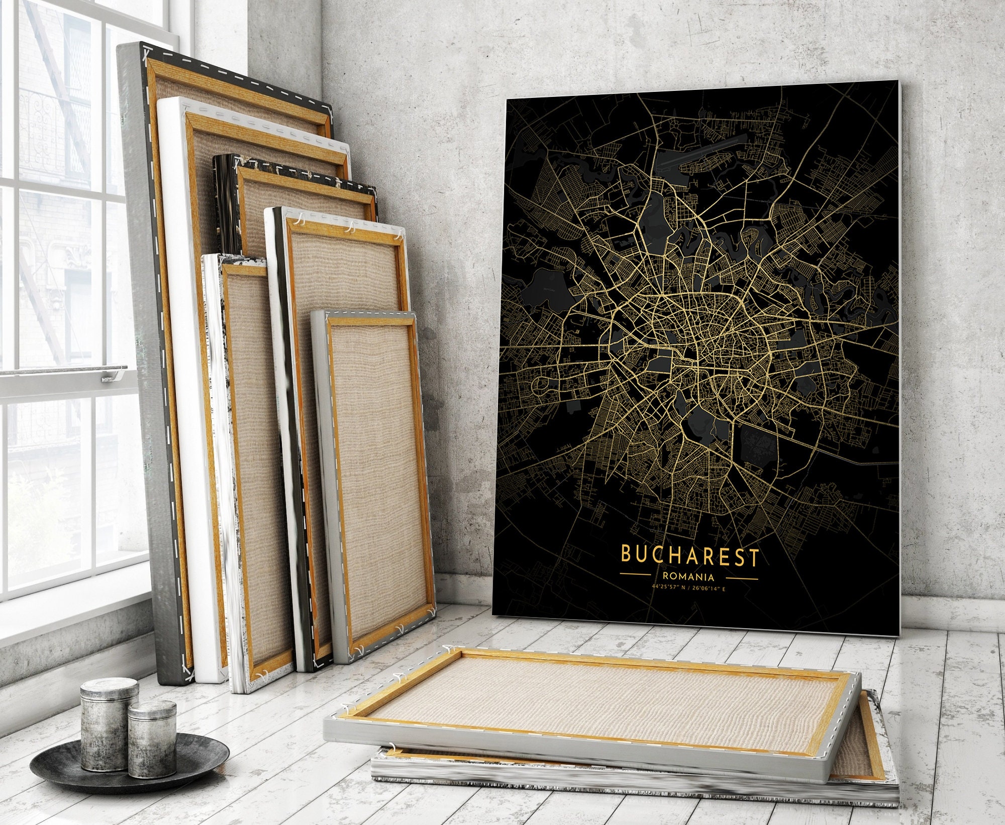 Bucharest Gold Map Poster Bucharest City Poster Bucharest Etsy