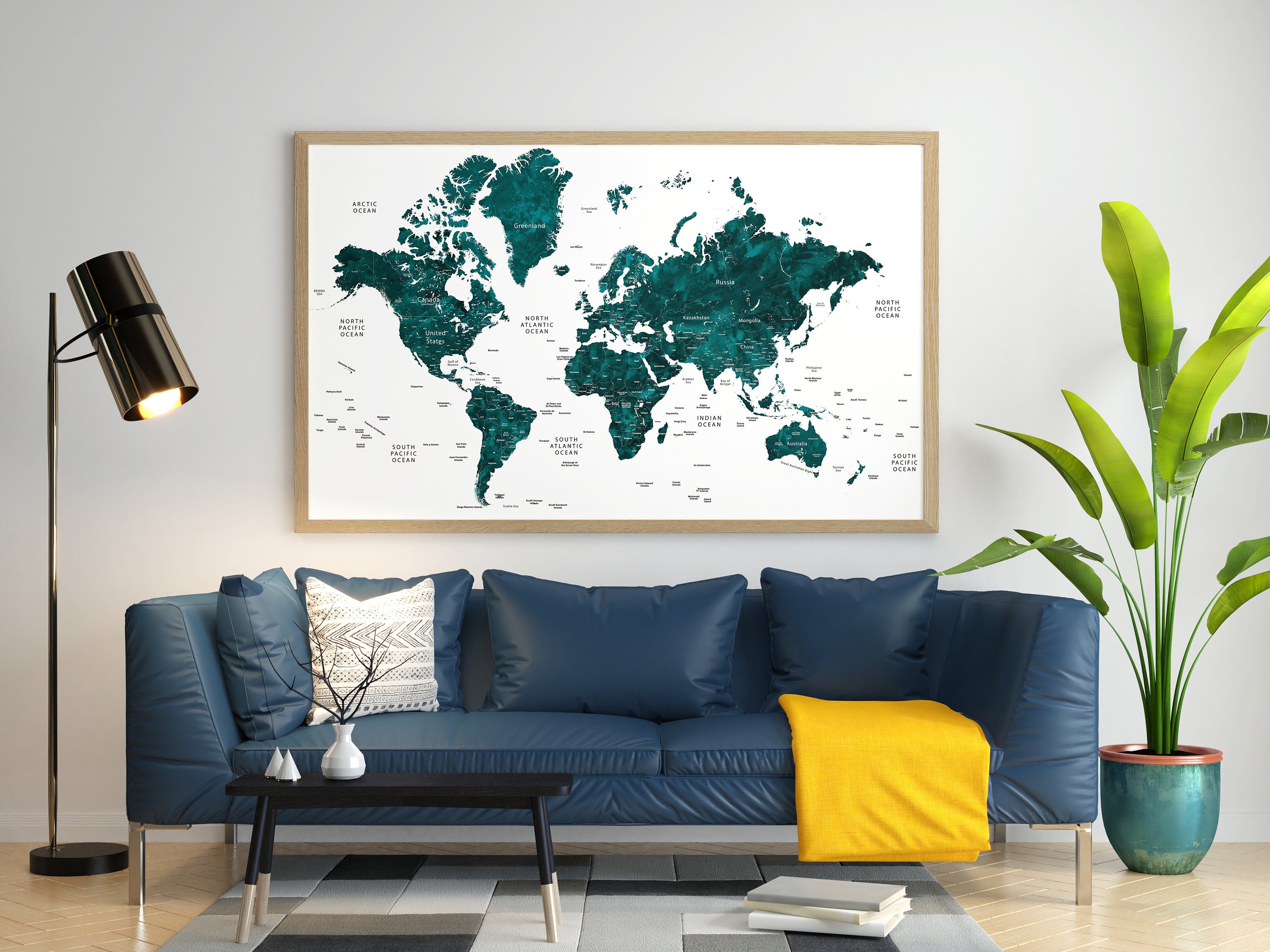 Watercolor World Map Print: Family Travel Canvas or Poster - Etsy