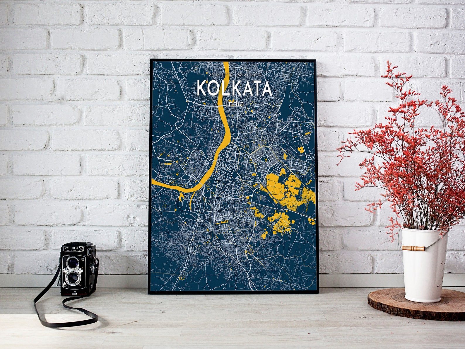 Kolkata Blue Map Poster Kolkata City Modern Map Print Etsy