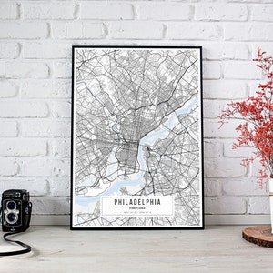 Philadelphia Karte Poster, Philadelphia Karte Poster,Philadelphia Stadtschild,Pennsylvania Stadtplan Drucken,Philadelphia Poster Leinwand