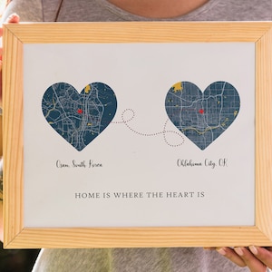 Going Away Geschenk Individuell umziehen Wand Kunst Druck Bester Freund Poster Fernbeziehung Zwei Zustandskarten Familiengeschenk Ferngeschenk