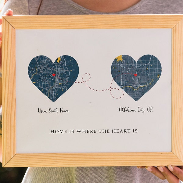 Going Away Gift Custom Moving Away wall art Print Best Friend poster Long Distance Relationship Two State Maps Family present Far Away Gift