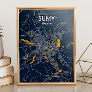 Sumy mapa impressão ucrânia cidade moderno cartaz azul sumy cidade sinal ucrânia mapa lona cartaz presente de inauguração