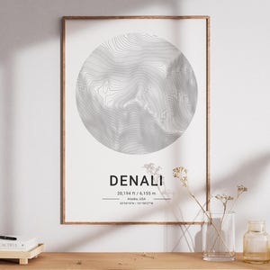 Carte des contours personnalisée pour n'importe quelle montagne ou sommet - Carte topographique avec courbes de niveau - Cadeau amateur de montagne pour randonneur - Toutes les montagnes disponibles