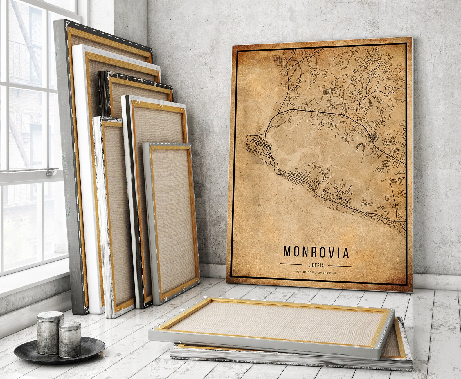 Monrovia Vintage Map Poster Monrovia Old Map Grunge Monrovia Etsy