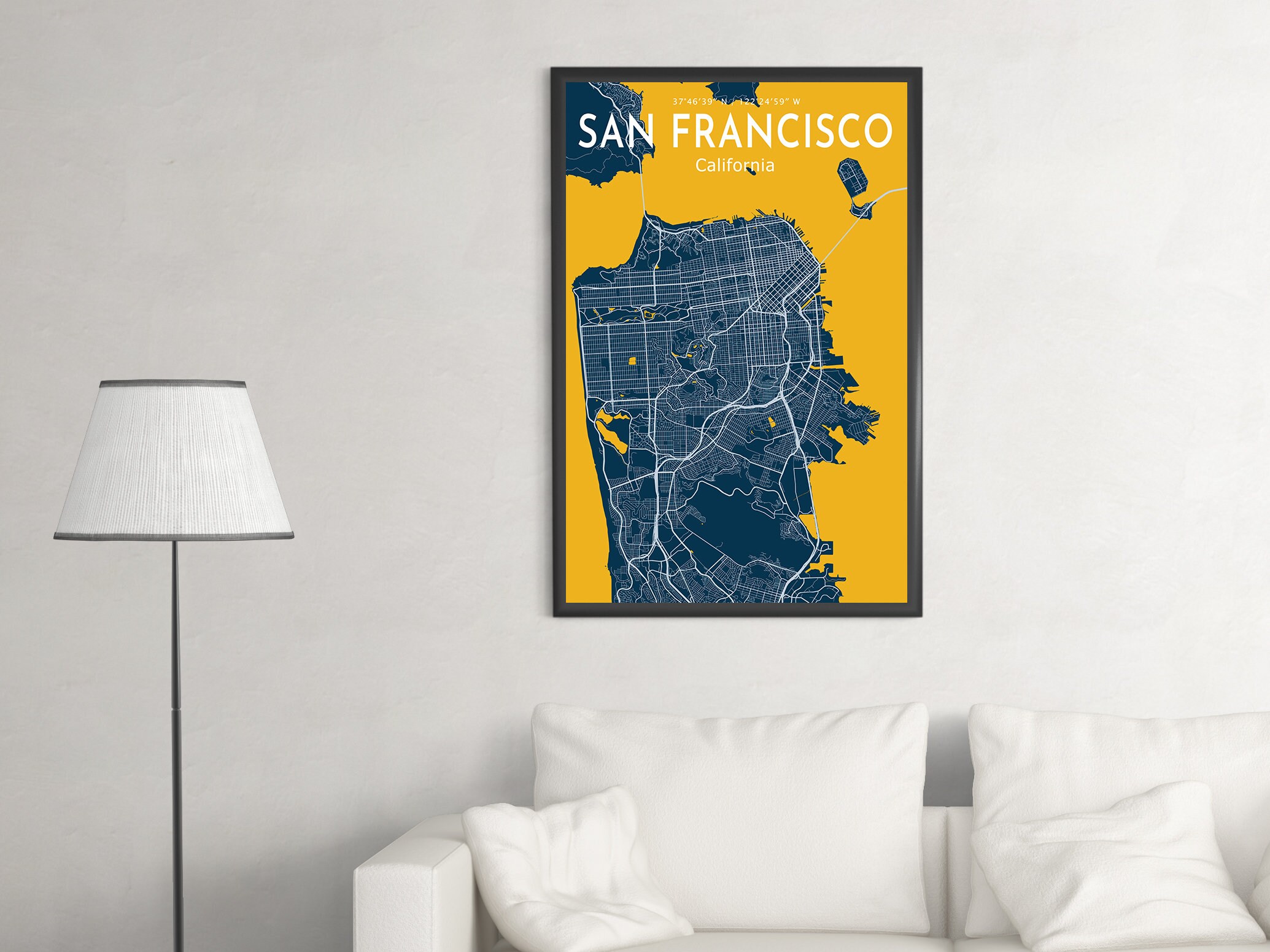 San Francisco Blue Map Poster San Francisco City Blue Map | Etsy