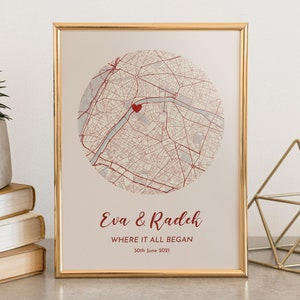 Valentinstagsgeschenk, Wo wir uns trafen, Jahrestagsgeschenk für Ihn, unser erstes Date, romantisches Geschenk, Verlobung, personalisierte Karte