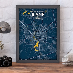 Rivne Blue Poster City Map Print Rivne Ukraine Map Canvas Print Housewarming Gift Ukraine Home Decor Canvas