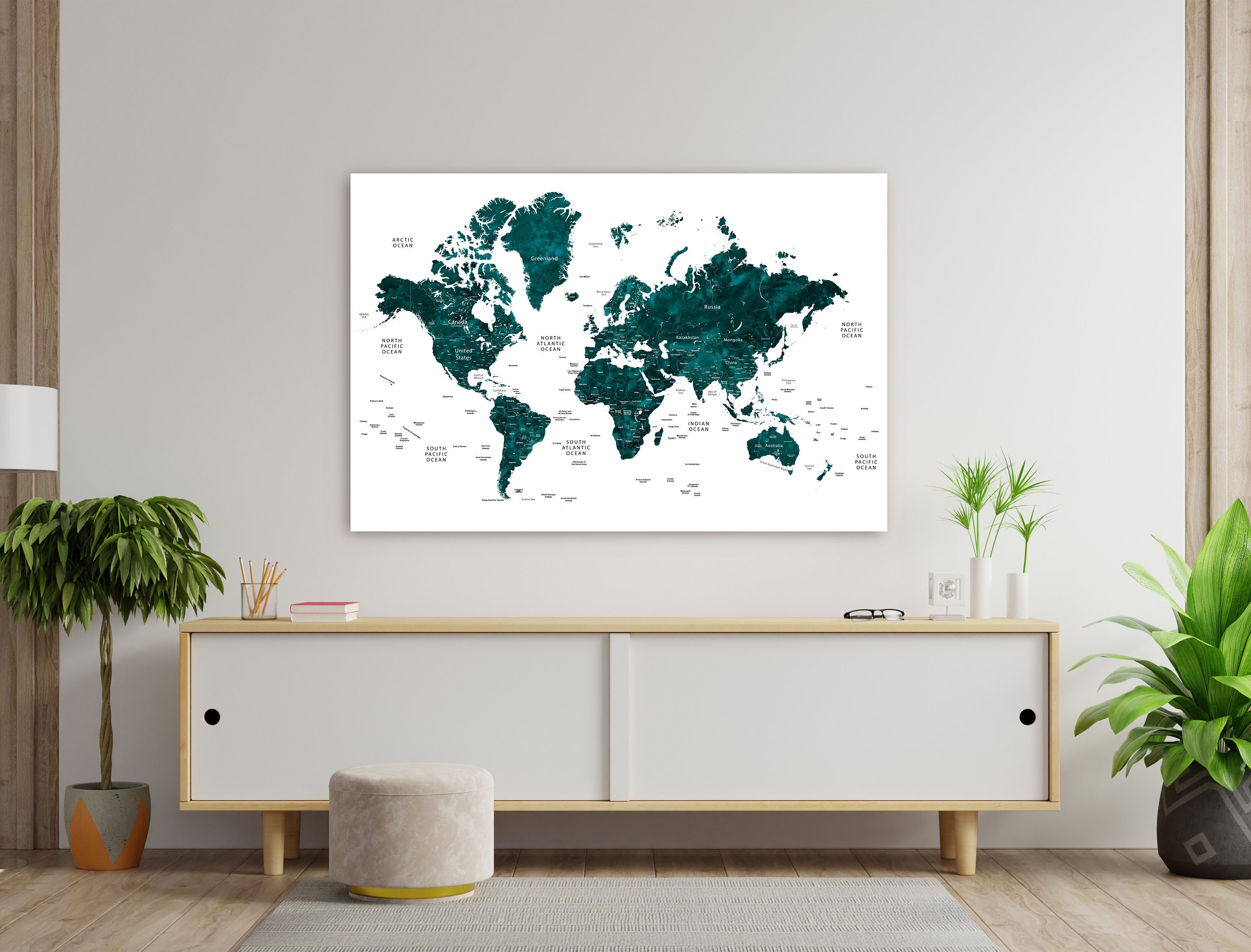 Watercolor World Map Print: Family Travel Canvas or Poster - Etsy