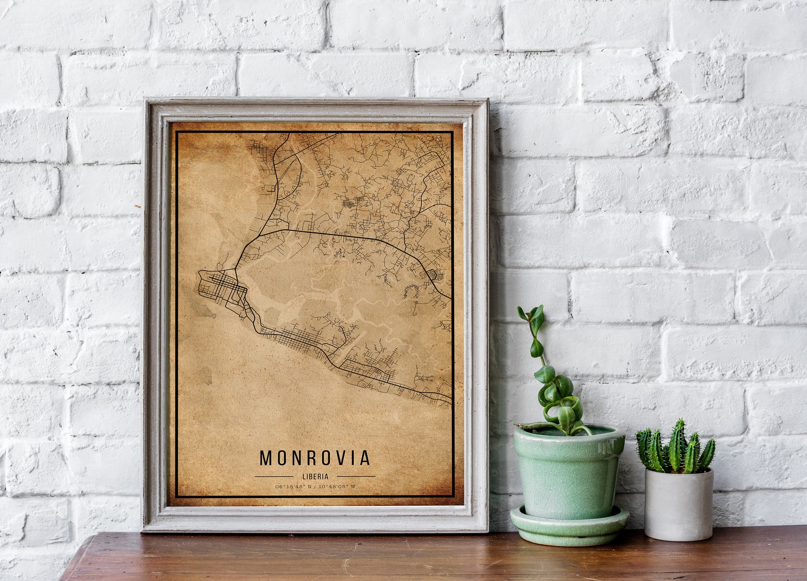Monrovia Vintage Map Poster Monrovia Old Map Grunge Monrovia Etsy