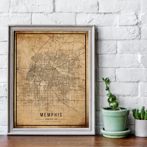 Memphis Vintage Map Poster, Memphis Old Map, Grunge Memphis Map, Tennessee Old Decor, Rustic Wall Art, Memphis City Maps Print, Canvas