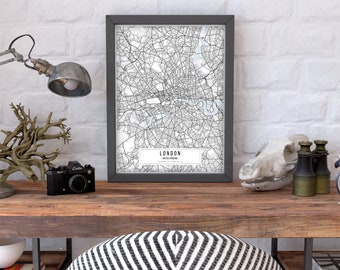 London Map Poster, London City Map Poster, London City Sign, United Kingdom Map Printable, London Home Poster, Canvas Print