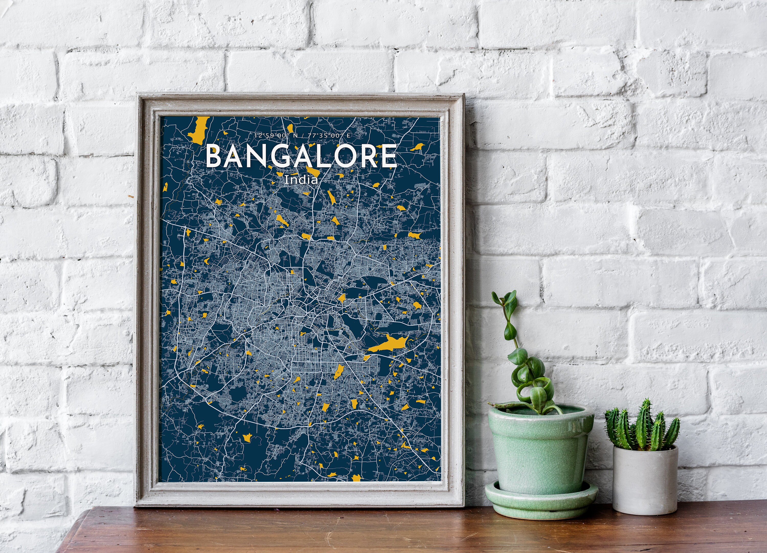 Bangalore Blue Map Poster Bangalore City Map Print Bangalore Etsy