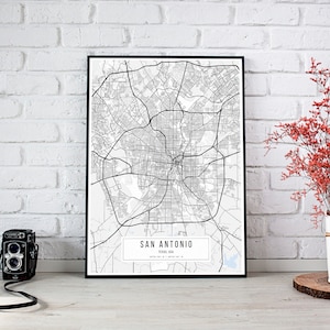 San Antonio Karte Poster, San Antonio Karte, San Antonio Classic Poster, San Antonio Stadtplan, Texas Karte Leinwanddruck, Geschenk für Ihn und für Sie