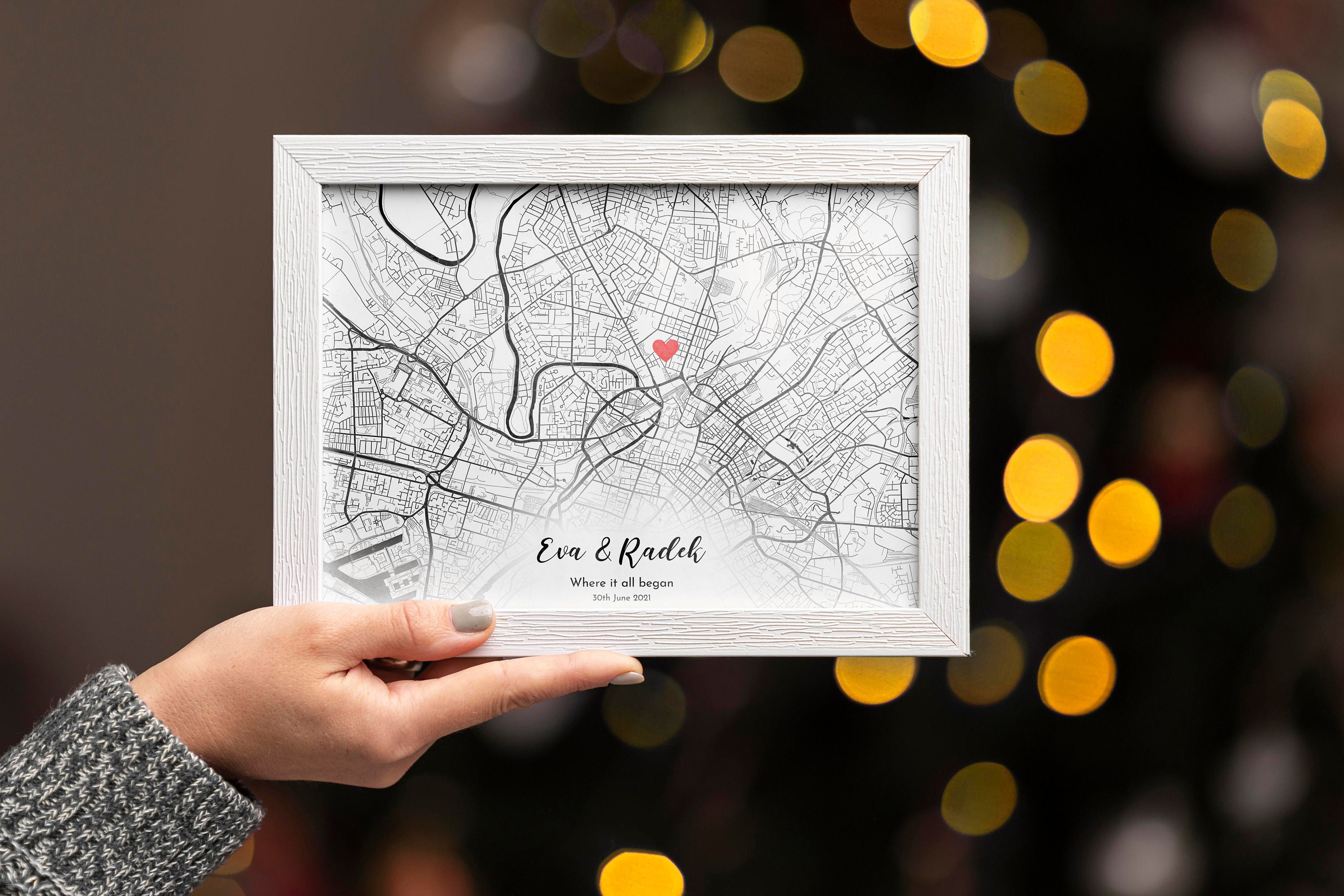 Personalized Where We Met Map Print, Anniversary Gift - Etsy