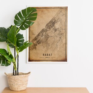 Rabat Vintage Map Poster, Rabat Old Map, Grunge Rabat Map, Rabat Old ...