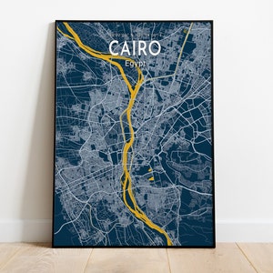 Cairo Blue Poster City Modern Map Print Cairo City Sign Egypte Kaart Canvas Print Home Poster Universeel cadeau