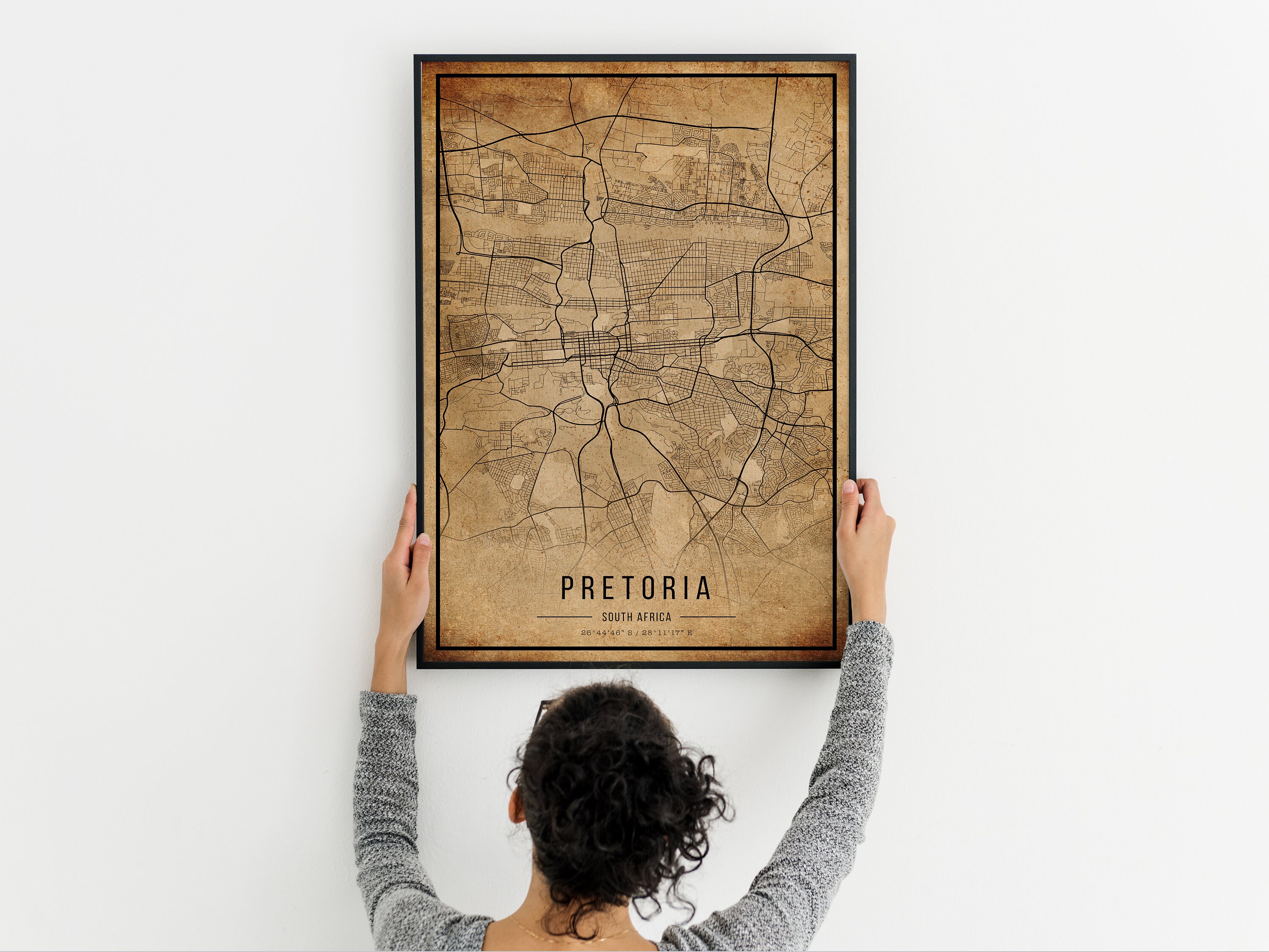 Pretoria Vintage Map Poster Pretoria Old Map Grunge Pretoria Etsy