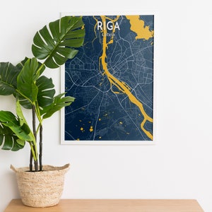 Cartaz do mapa azul de Riga, cartaz do mapa azul da cidade de Riga, sinal da cidade de Riga, mapa da Letónia para impressão, cartaz de Riga