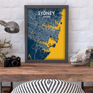 Sydney Blaue Karte Poster, Sydney Blau Karte Poster, Sydney City Sign, Australien Karte Leinwanddruck, Sydney Home Poster