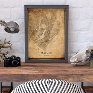 Maputo Vintage Map Poster, Maputo Old Map, Grunge Maputo Map, Maputo ...