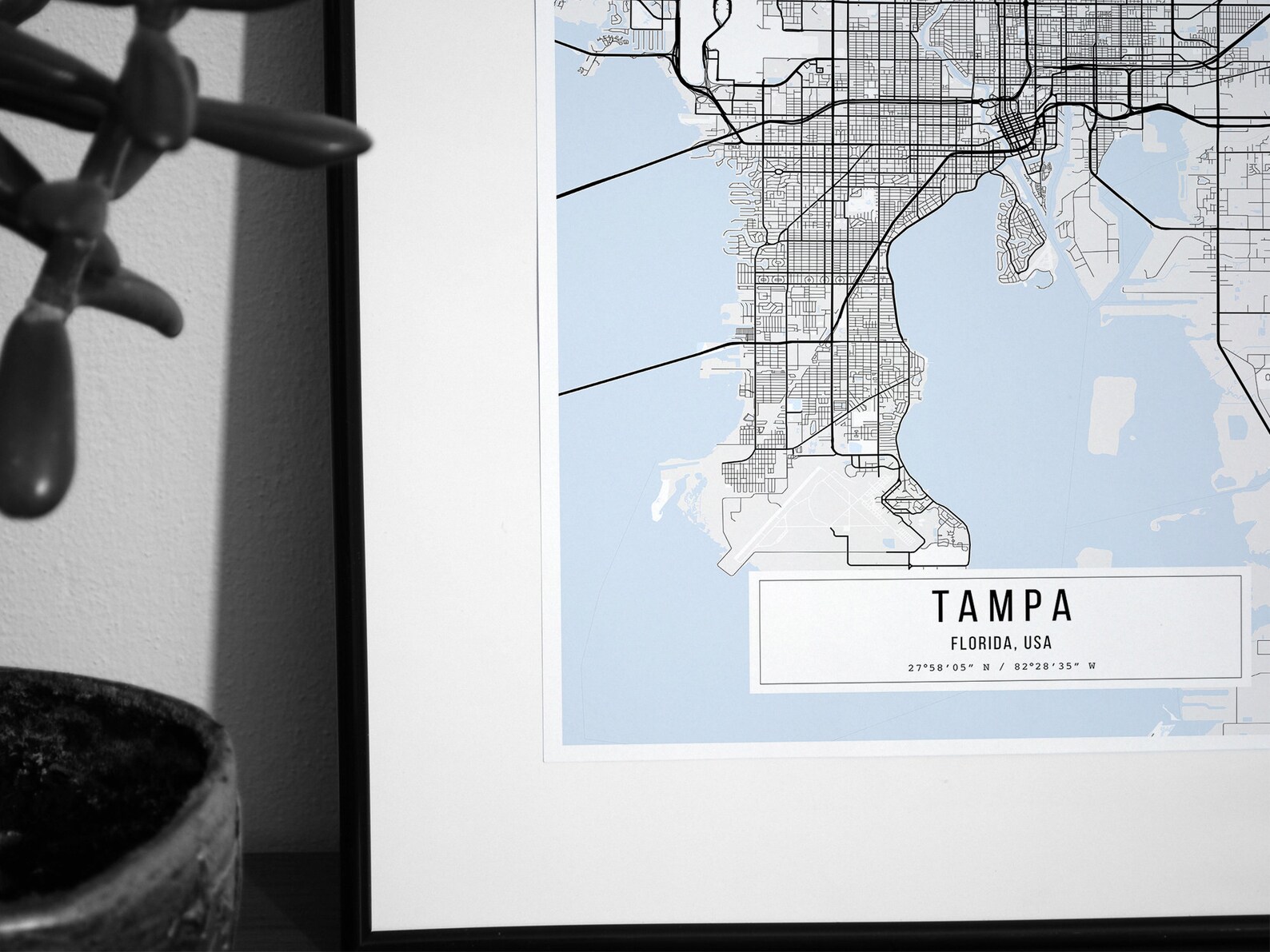 Tampa White Map Poster Tampa Home Decor Tampa Classic Map Etsy