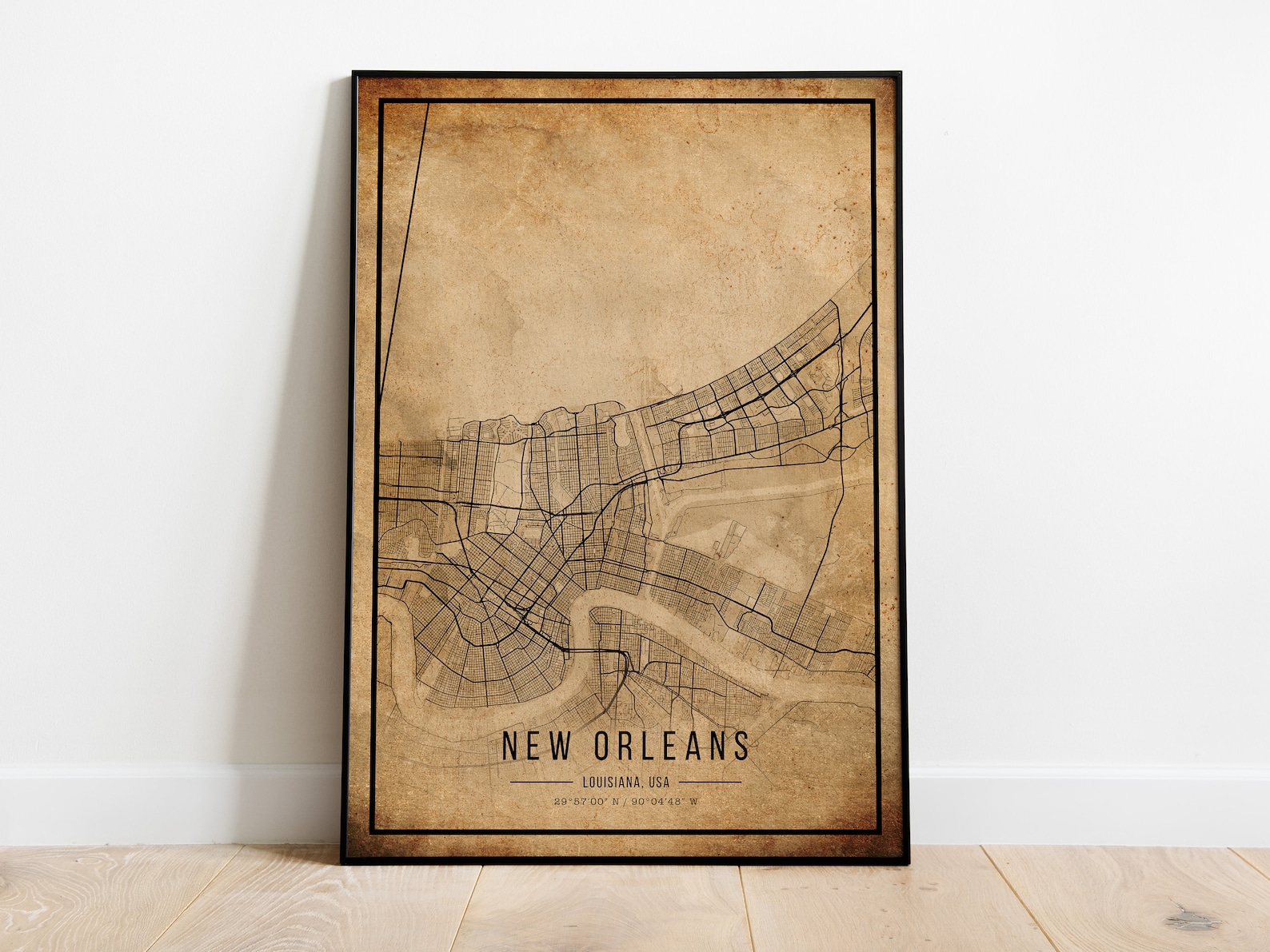 New Orleans Vintage Map Poster New Orleans Old Map Grunge Etsy