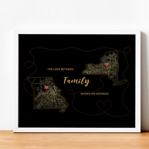 Cadeau longue distance, cadeau de départ, impression de cadeau de déménagement personnalisée, cadeau de carte scintillante, LDR, carte d’État, cadeau lointain, famille