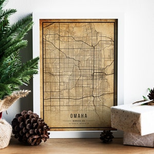 Omaha Vintage Map Poster, Omaha Old Map, Grunge Omaha Map, Nebraska Old Decor, Rustic Wall Art, Omaha City Maps Print, Canvas