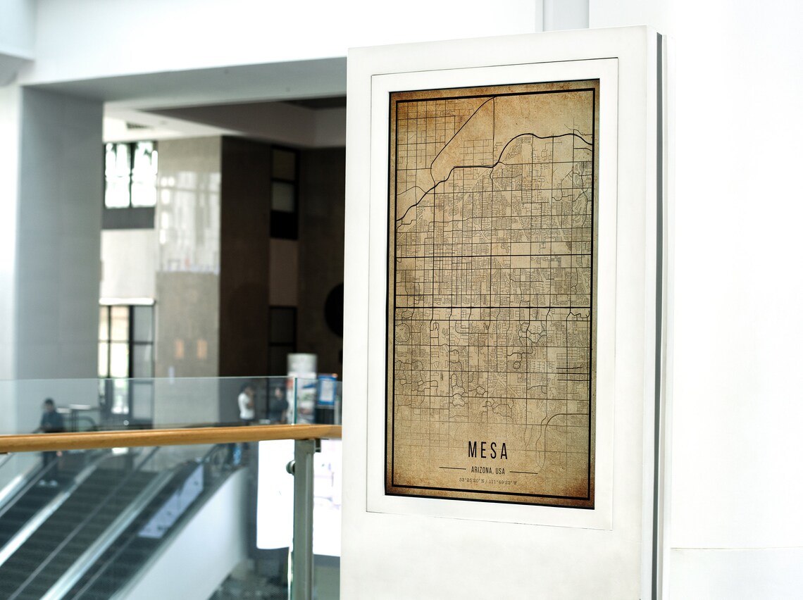 Mesa Vintage Map Poster Mesa Old Map Grunge Mesa Map | Etsy