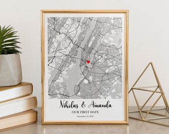 Custom Map Print Christmas Personal Gift Where We Met Map Anniversary Valentines Gift Where It All Began Our First Date Valentines Day Gift