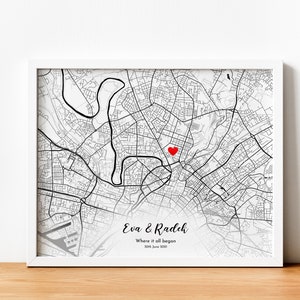 Wo wir uns trafen Karte, personalisiert, Go Away Geschenk, Jubiläumsgeschenk, Valentinstag Geschenk, wo alles begann, unser erstes Date Valentinstag Geschenk