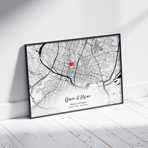 Where We Met Karte, Jahrestag Geschenk, Jahrestag Karte Kunst Hochzeitsgeschenke, Geschenke für Ehemann, Frau, Eltern, Wo wir uns getroffen Karte Drucken, Uns Stadtplan