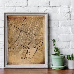 Newark vintage Map Poster, Newark Old Map, Grunge Newark Map, New Jersey Old Decor, Newark City Maps Print