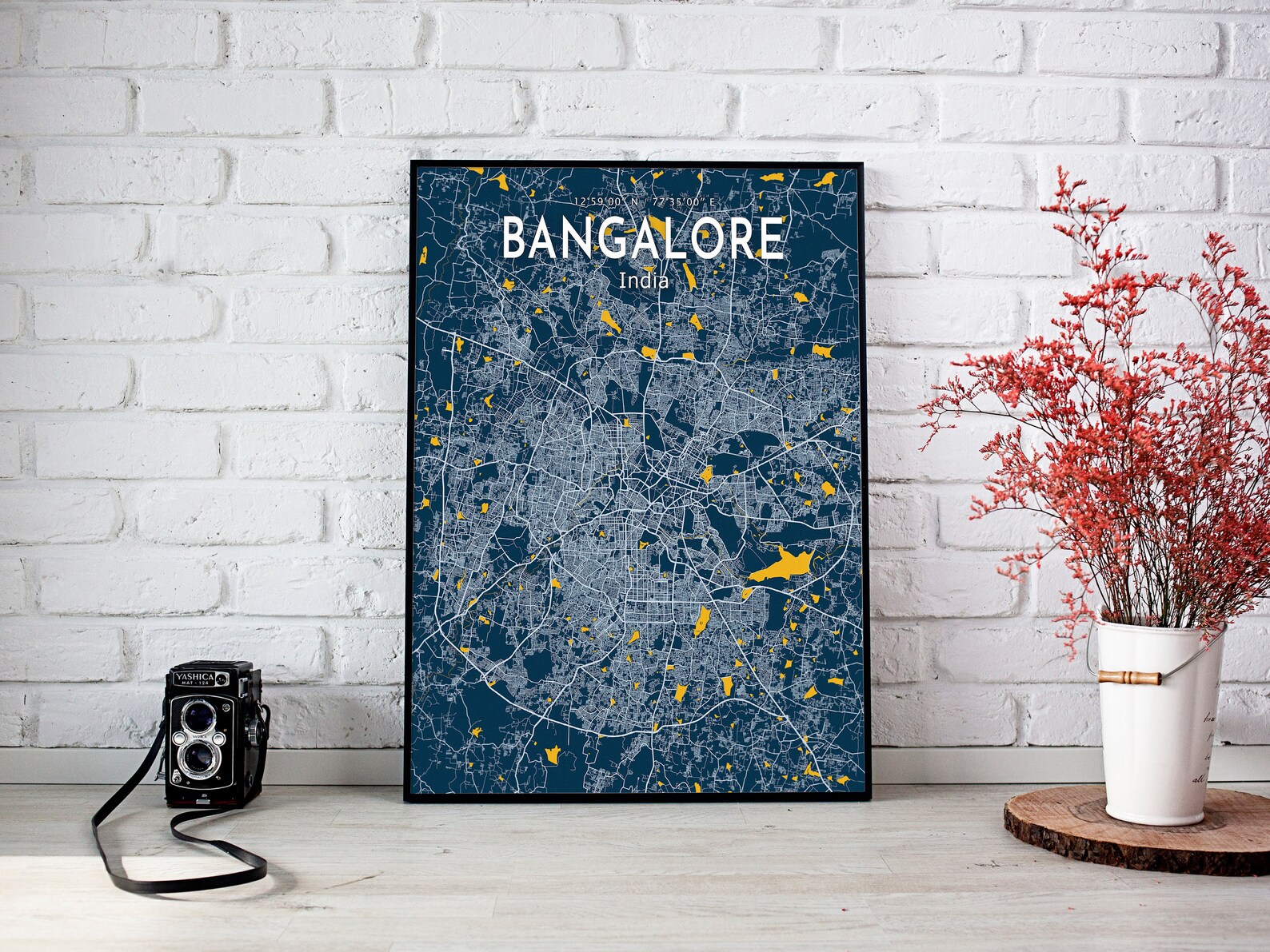 Bangalore Blue Map Poster Bangalore City Map Print Bangalore Etsy