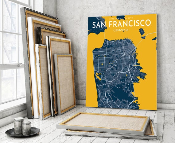 San Francisco Blue Map Poster San Francisco City Blue Map | Etsy