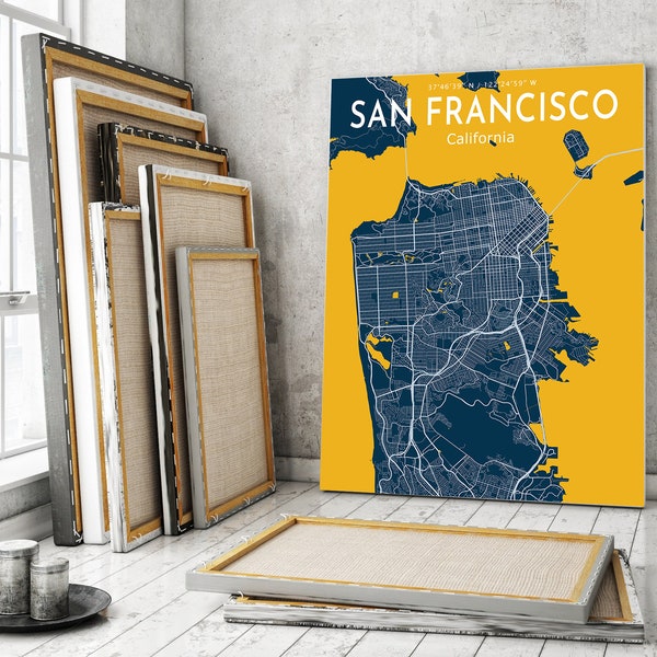 San Francisco Blue Map Poster, San Francisco City Blue Map Poster, San Francisco City Sign, California City Map Print, San Francisco Poster