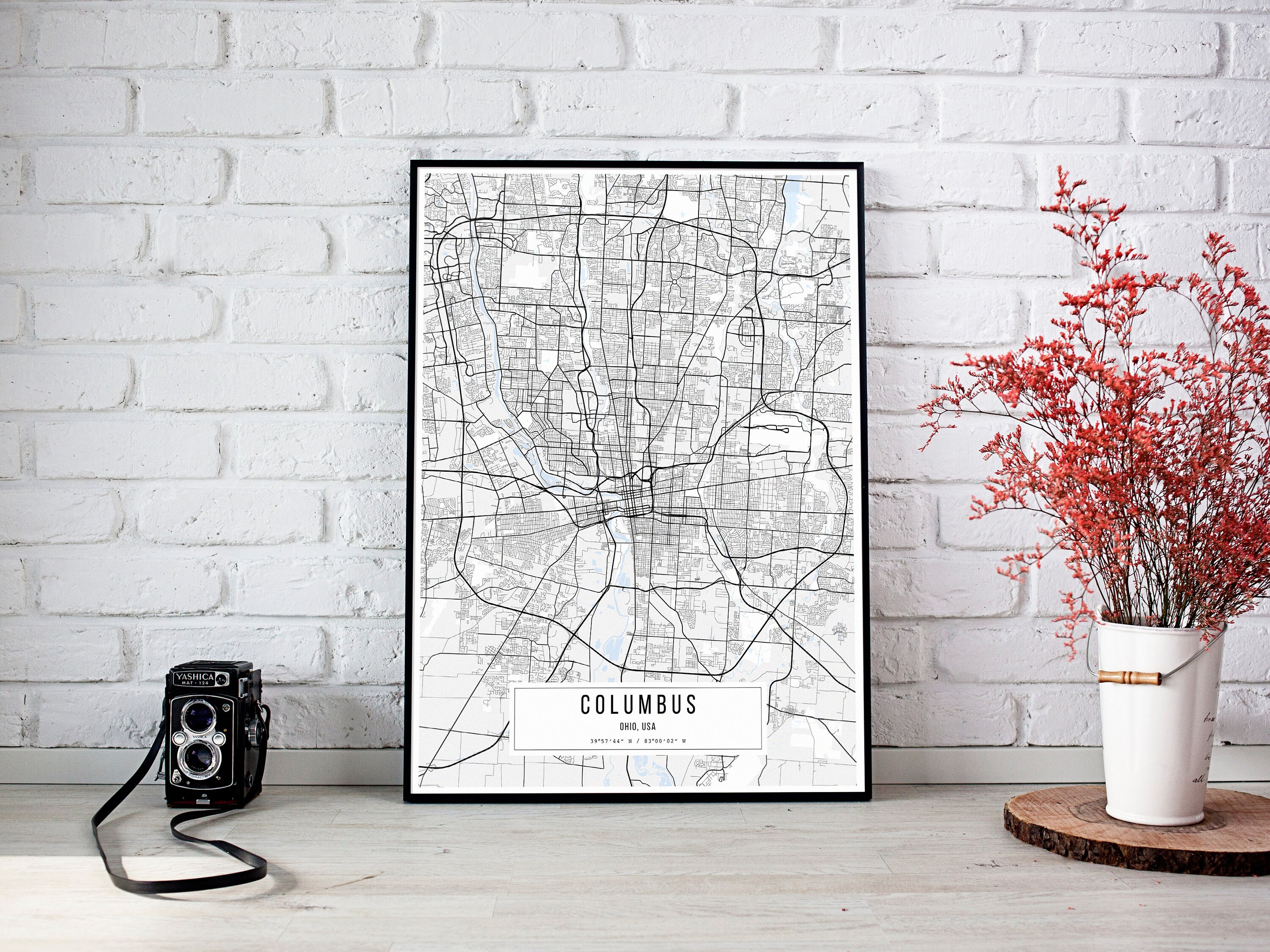 Columbus Map Poster Columbus Map Columbus Classic Map - Etsy