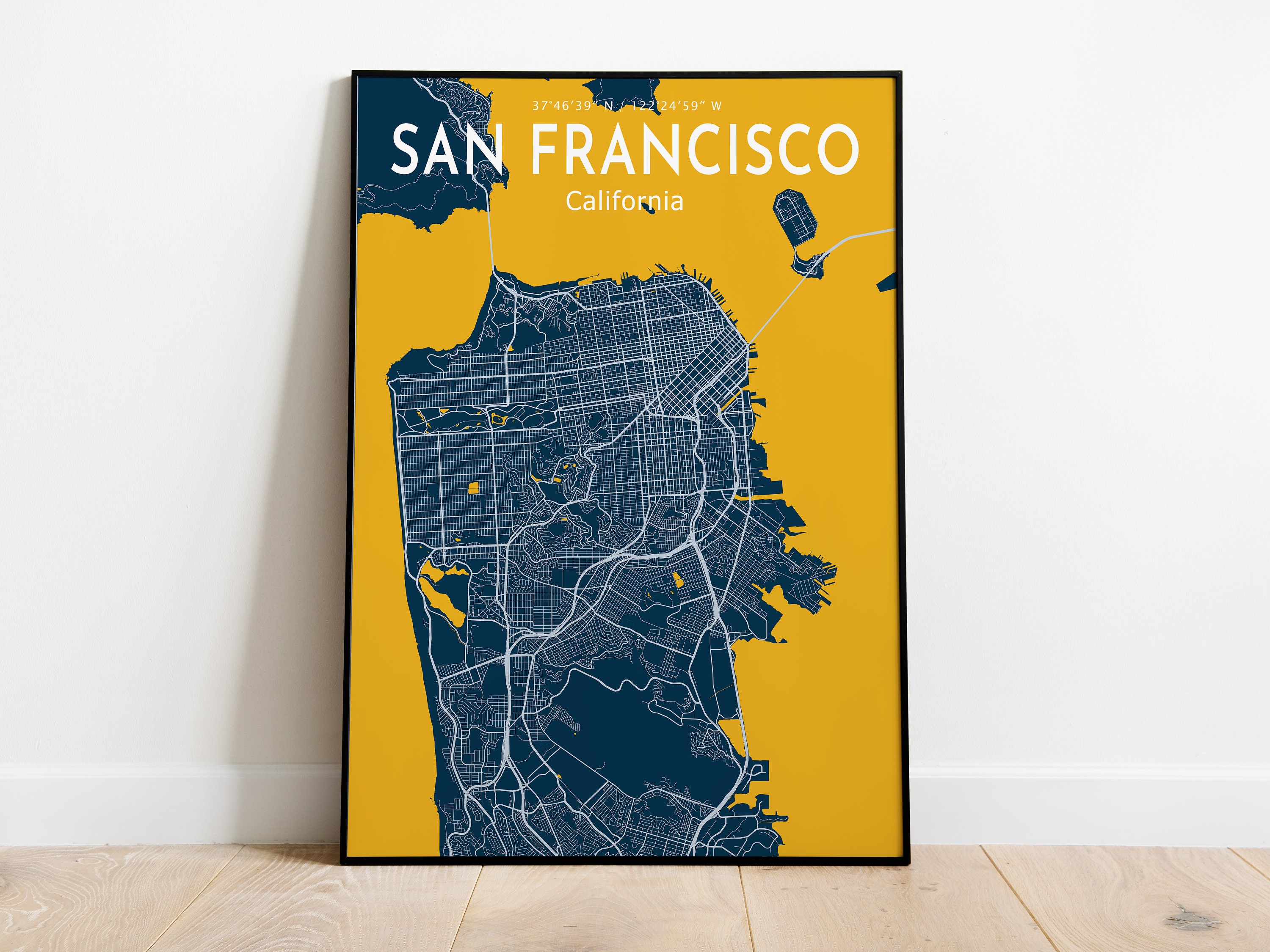 San Francisco Blue Map Poster San Francisco City Blue Map | Etsy