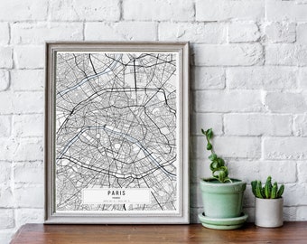 Paris Map Poster, Paris Classic Map Art, Paris City Map Poster, France City Map Print, Printable Paris Map Art