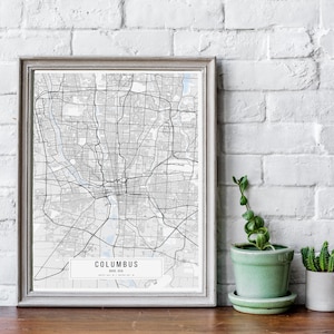 Columbus Karte Poster, Columbus Karte, Columbus Classic Map Poster, Personalisierte weiße Karte, Ohio Karte Leinwanddruck, Geschenk für Ihn und für Sie