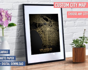 Aangepaste kaart afdrukken, afdrukbare kunst aan de muur, kies stadsplattegrond, aangepaste kaart Wall Art Print, gepersonaliseerde kaart, kaart kunst aan de muur, weggaan cadeau