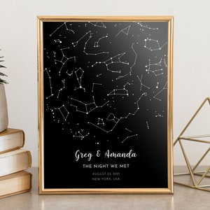 Custom Star Map Print, Night We Met Anniversary Gift, Personalized Star Map, Baby night sky print, Custom star map, Map of the Night Sky
