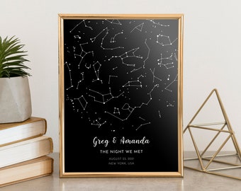 Personalized Star Map Print, Anniversary Gift, Night Sky Poster